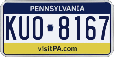 PA license plate KUO8167
