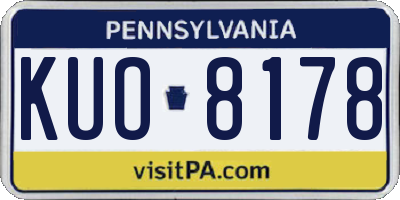 PA license plate KUO8178
