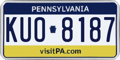 PA license plate KUO8187