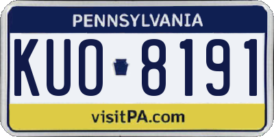 PA license plate KUO8191