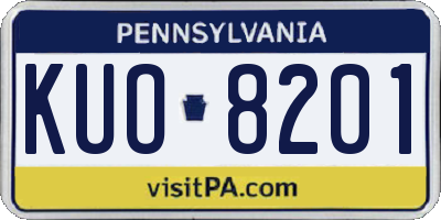 PA license plate KUO8201