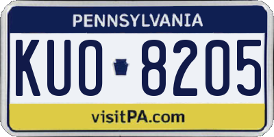 PA license plate KUO8205