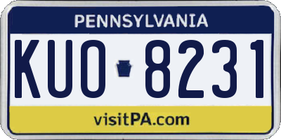 PA license plate KUO8231