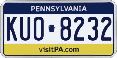 PA license plate KUO8232