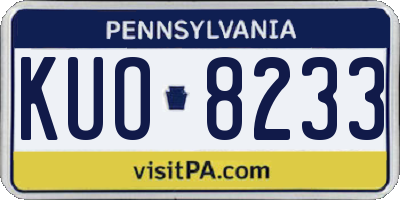 PA license plate KUO8233