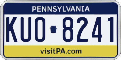 PA license plate KUO8241