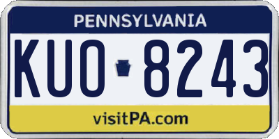 PA license plate KUO8243