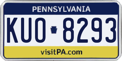 PA license plate KUO8293