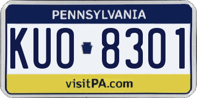 PA license plate KUO8301