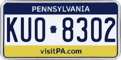 PA license plate KUO8302