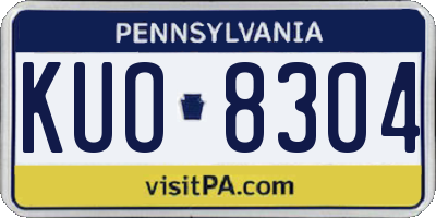 PA license plate KUO8304
