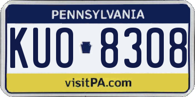 PA license plate KUO8308