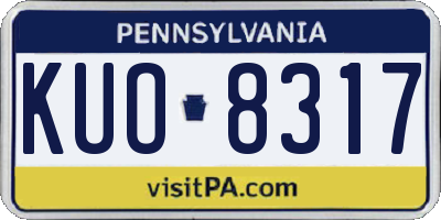 PA license plate KUO8317