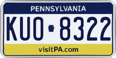 PA license plate KUO8322