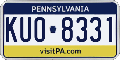 PA license plate KUO8331