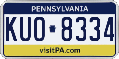 PA license plate KUO8334