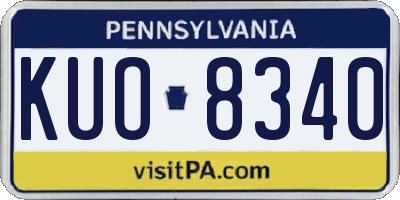 PA license plate KUO8340