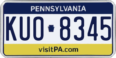 PA license plate KUO8345