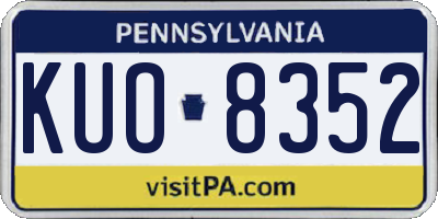 PA license plate KUO8352