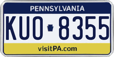 PA license plate KUO8355