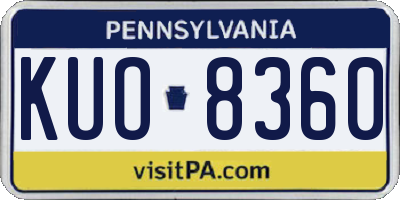 PA license plate KUO8360
