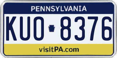 PA license plate KUO8376