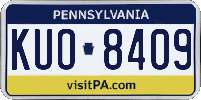 PA license plate KUO8409