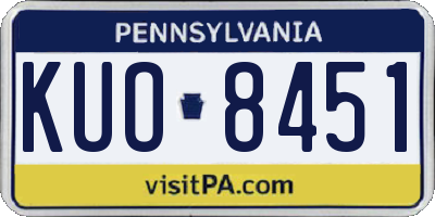 PA license plate KUO8451