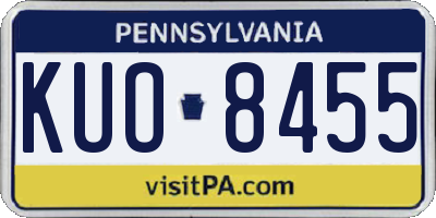 PA license plate KUO8455