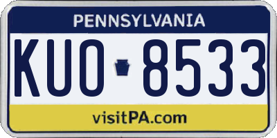PA license plate KUO8533