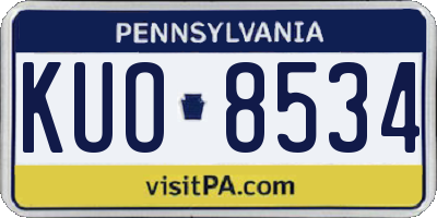 PA license plate KUO8534