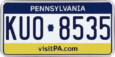 PA license plate KUO8535