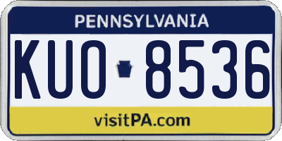 PA license plate KUO8536