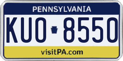 PA license plate KUO8550
