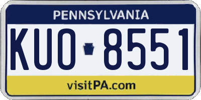 PA license plate KUO8551
