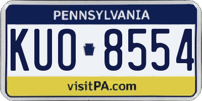PA license plate KUO8554