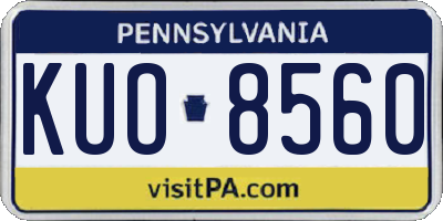 PA license plate KUO8560