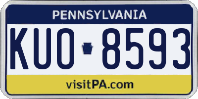 PA license plate KUO8593