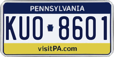 PA license plate KUO8601