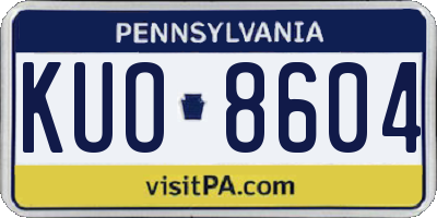 PA license plate KUO8604