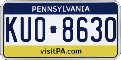 PA license plate KUO8630