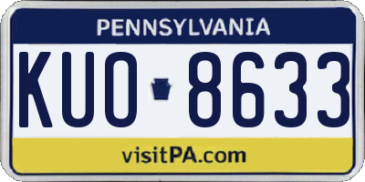 PA license plate KUO8633