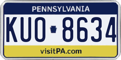 PA license plate KUO8634