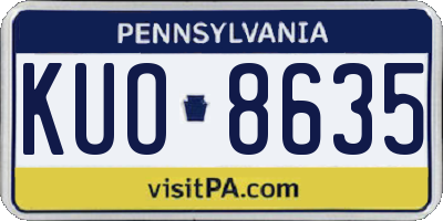 PA license plate KUO8635