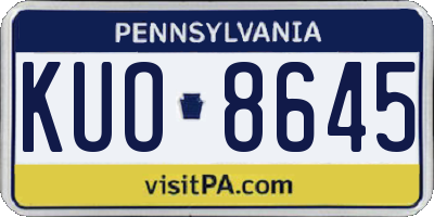 PA license plate KUO8645