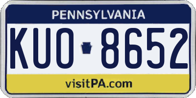 PA license plate KUO8652