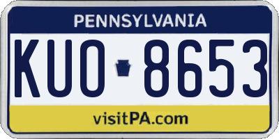 PA license plate KUO8653