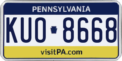 PA license plate KUO8668