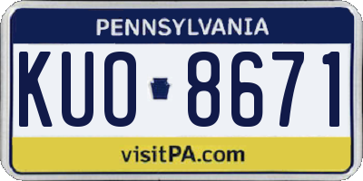 PA license plate KUO8671