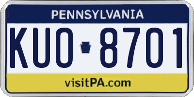 PA license plate KUO8701